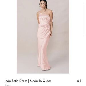 Revelry Jade One Shoulder Satin Dress in Blush